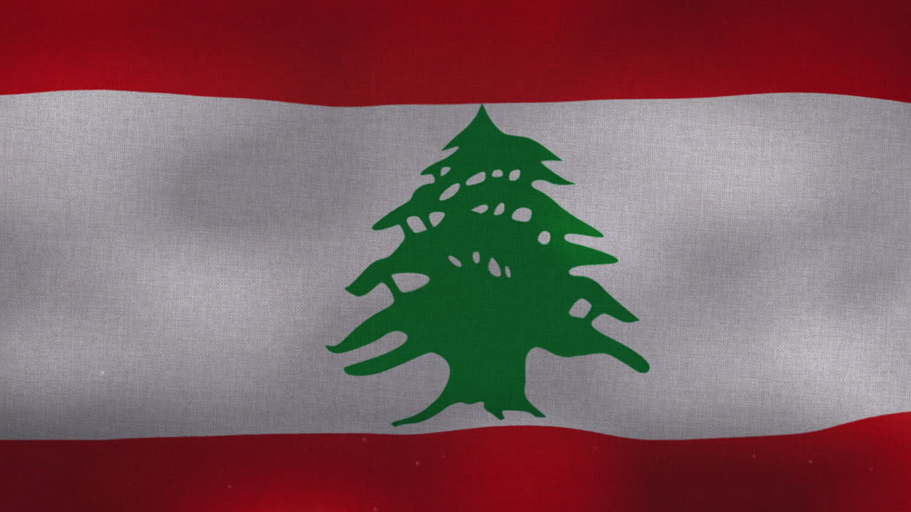 The Lebanon national waving flag