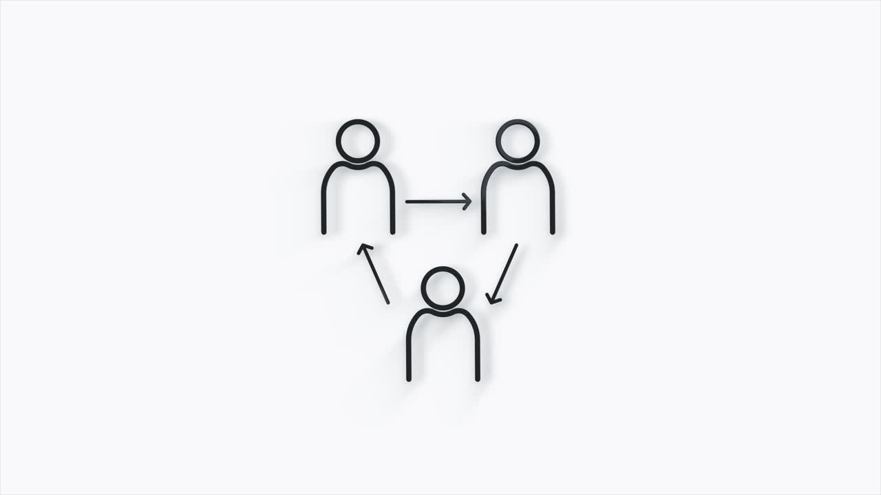Users group 3d icon isolated on white background. Group of people icon. People connected with arrows. Concept of teamwork. 4k