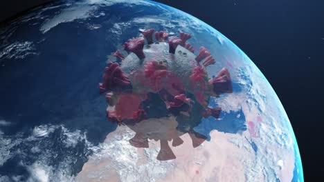 animation of covid 19 cell over globe