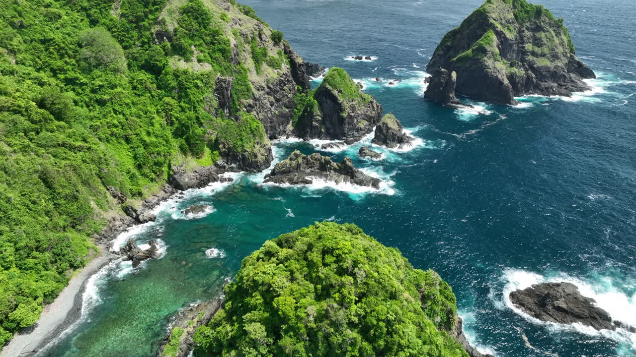 Aerial views along the coastline of Orong Bukal on Lombok, Indonesia