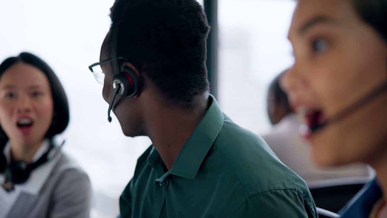 Call center success, excited