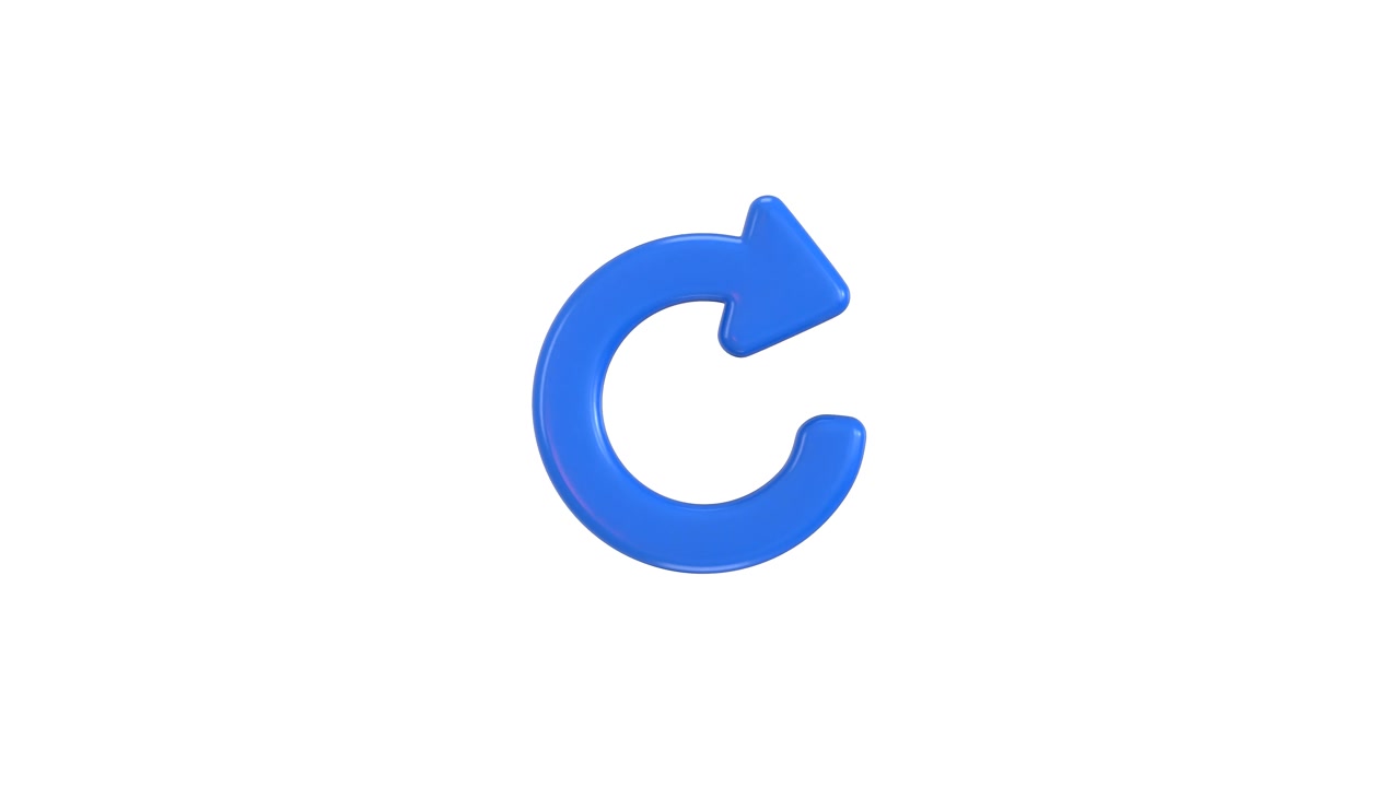 Blue Refresh Arrow Icon Rotating on White Background