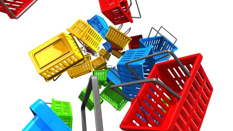 shopping baskets on white background