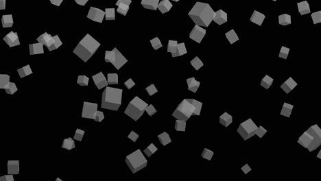 black background with falling white cubes