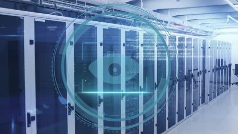 animación del procesamiento de datos de ciberseguridad a través de servidores informáticos