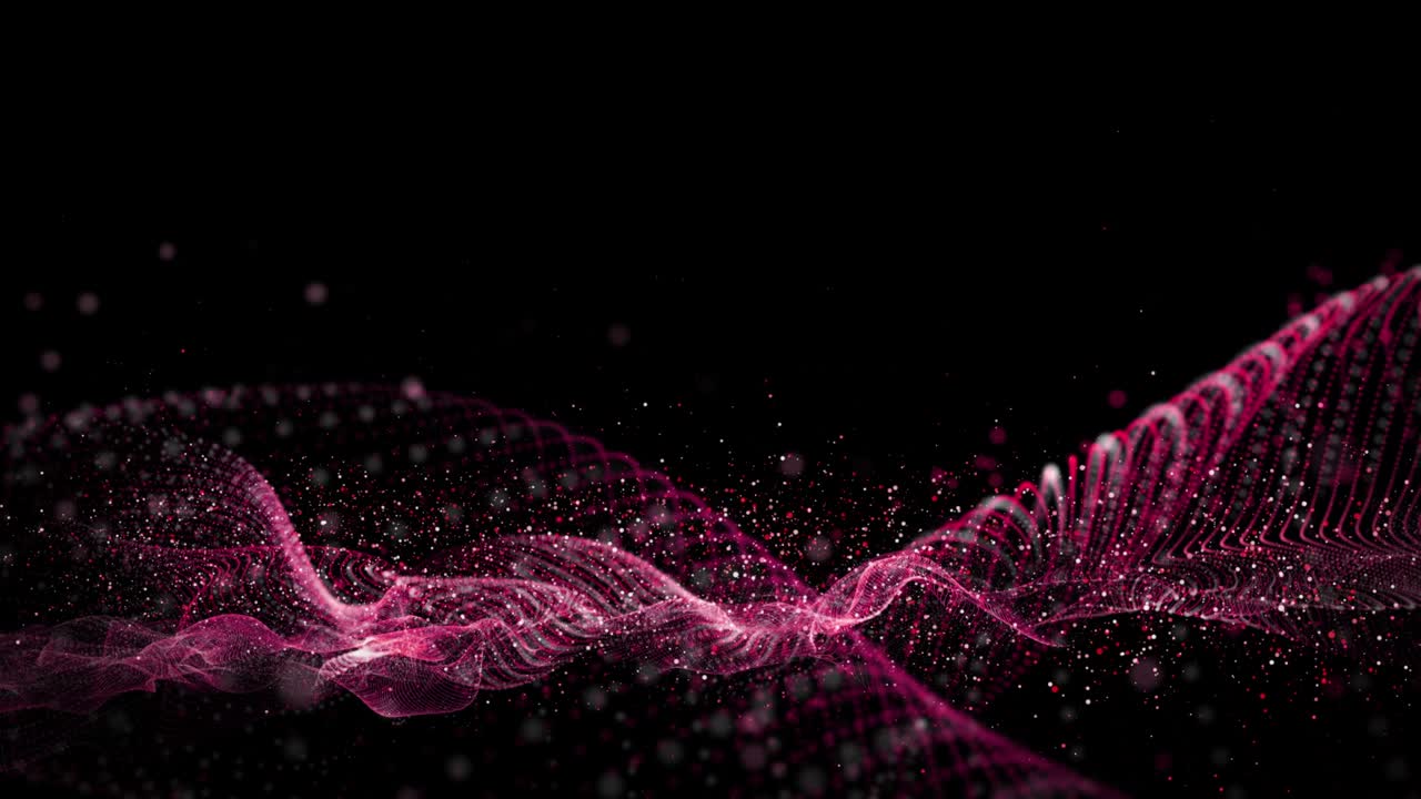 Powerful animation with wave object and glitter particles in slow motion, 4096x2304 loop 4K