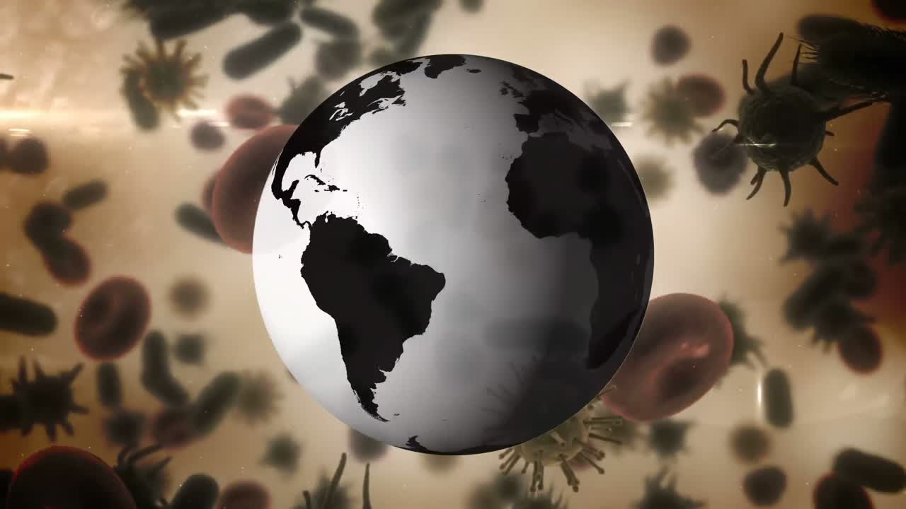 세계 지구를 배경으로 한 코로나 바이러스의 애니메이션