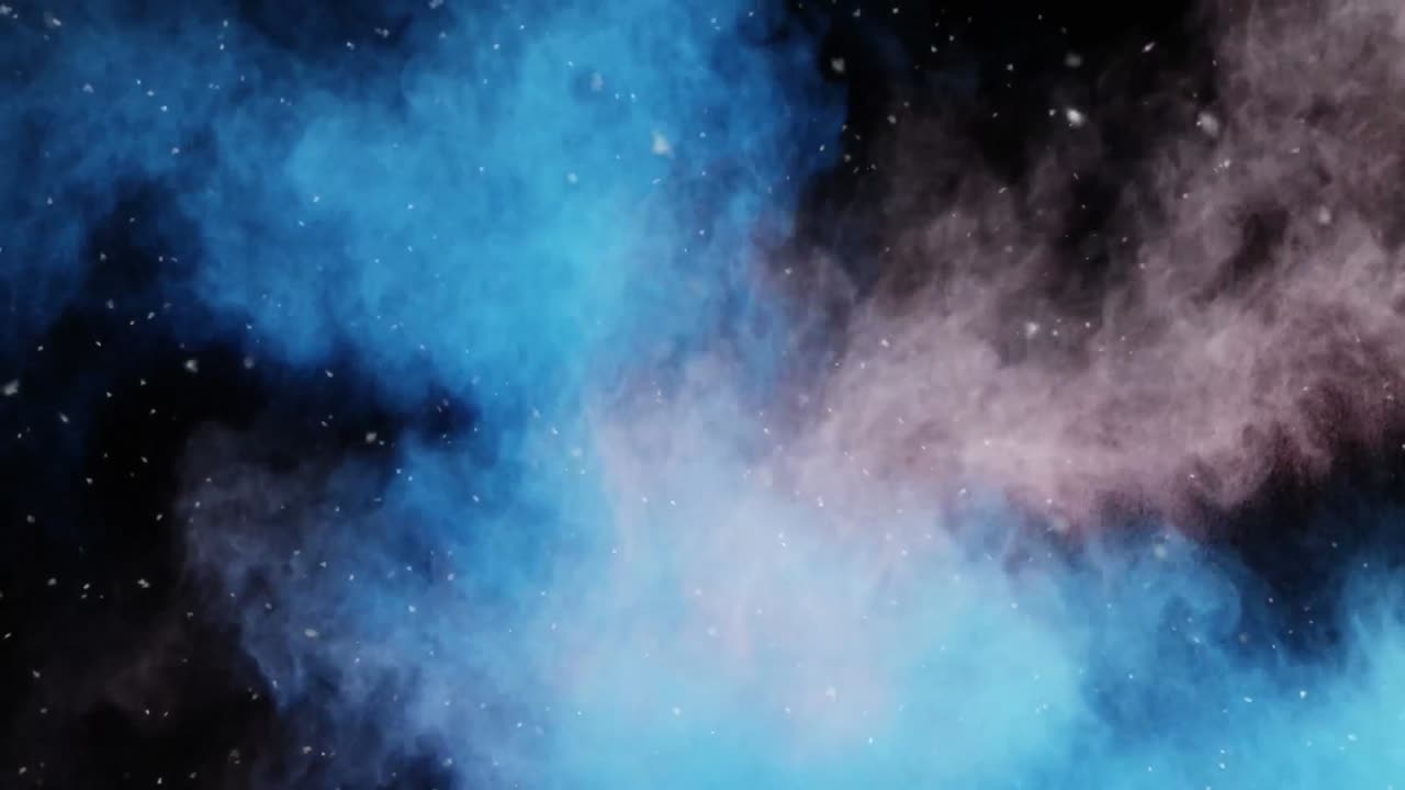 animación de confeti y polvo azul y rosa cayendo, sobre fondo negro