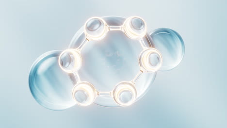 molecule and water bubble, 3d rendering.