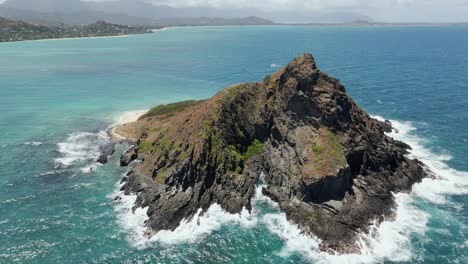 vista circular aérea de la isla mokulua en kailua hawaii