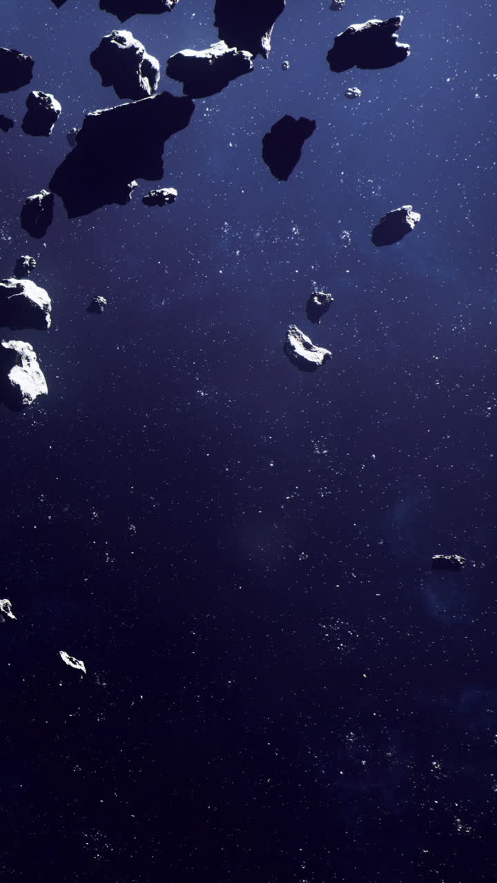 Many asteroids drifting in dark space near earth