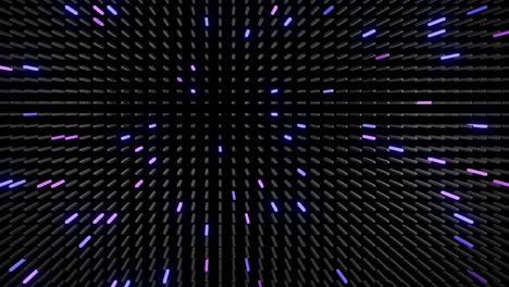 fondo geométrico simple abstracto 3d con rectángulos giratorios multicolores como bombillas que parpadean luces de neón en 4k. animación en bucle suave. diseño de movimiento simple creativo bg con objetos 3d
