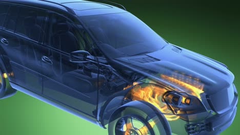 el coche transparente gira.