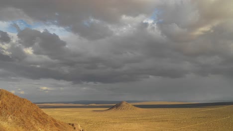 Mojave-Desert-Mountain-Reveal-Storm-Clouds,-Aerial