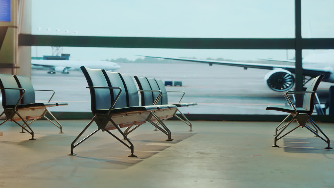 Airport Waiting Area with Airplanes