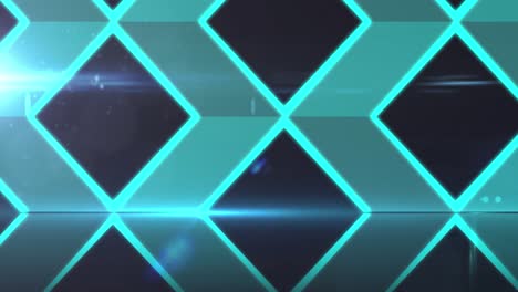 animación de una red de formas de diamante verde brillante sobre un fondo negro