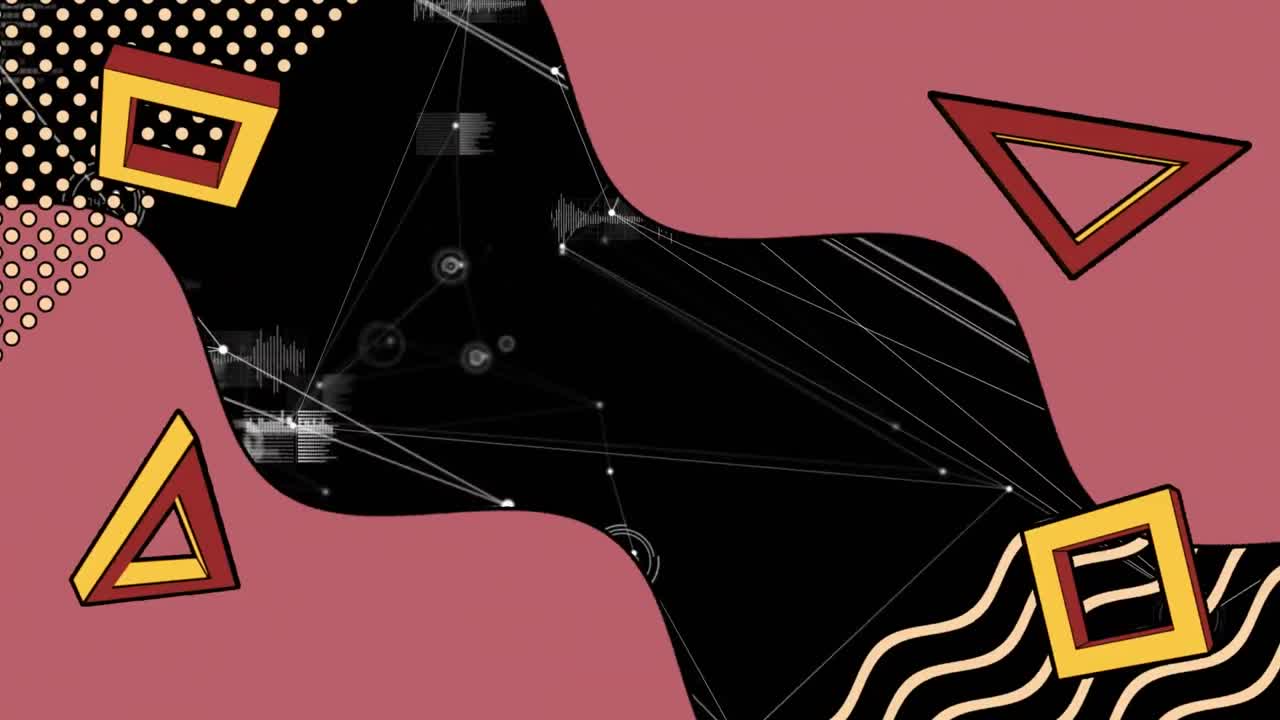 연결 네트워크와 함께 추상적인 레트로 모양의 애니메이션