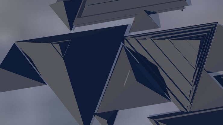 Triangles and metallic pyramids making patterns.