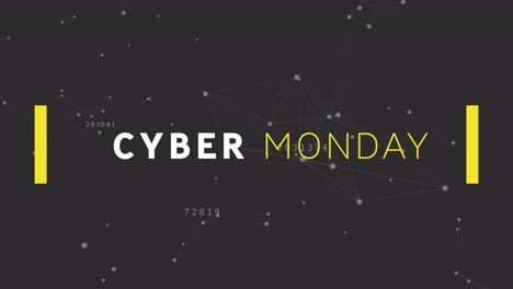 animation of cyber monday sale text over networks of connections