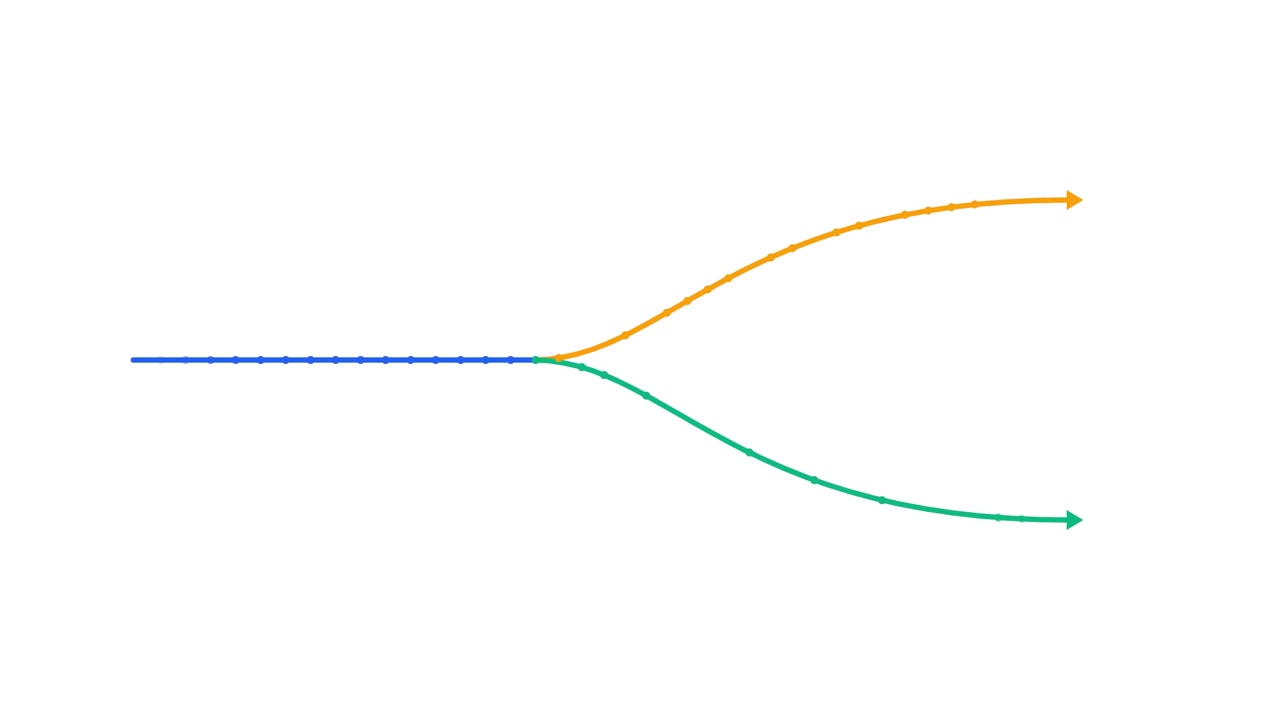 Animated Flowchart Showing Data Branching into Two Paths