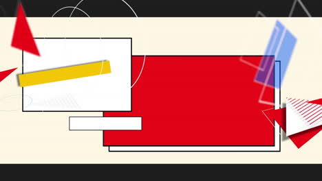 animación de líneas y formas geométricas con paneles rojos y rectángulos de espacio de copia, en beige