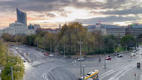 dramatic sky above leipzig city center during autumn season in germany