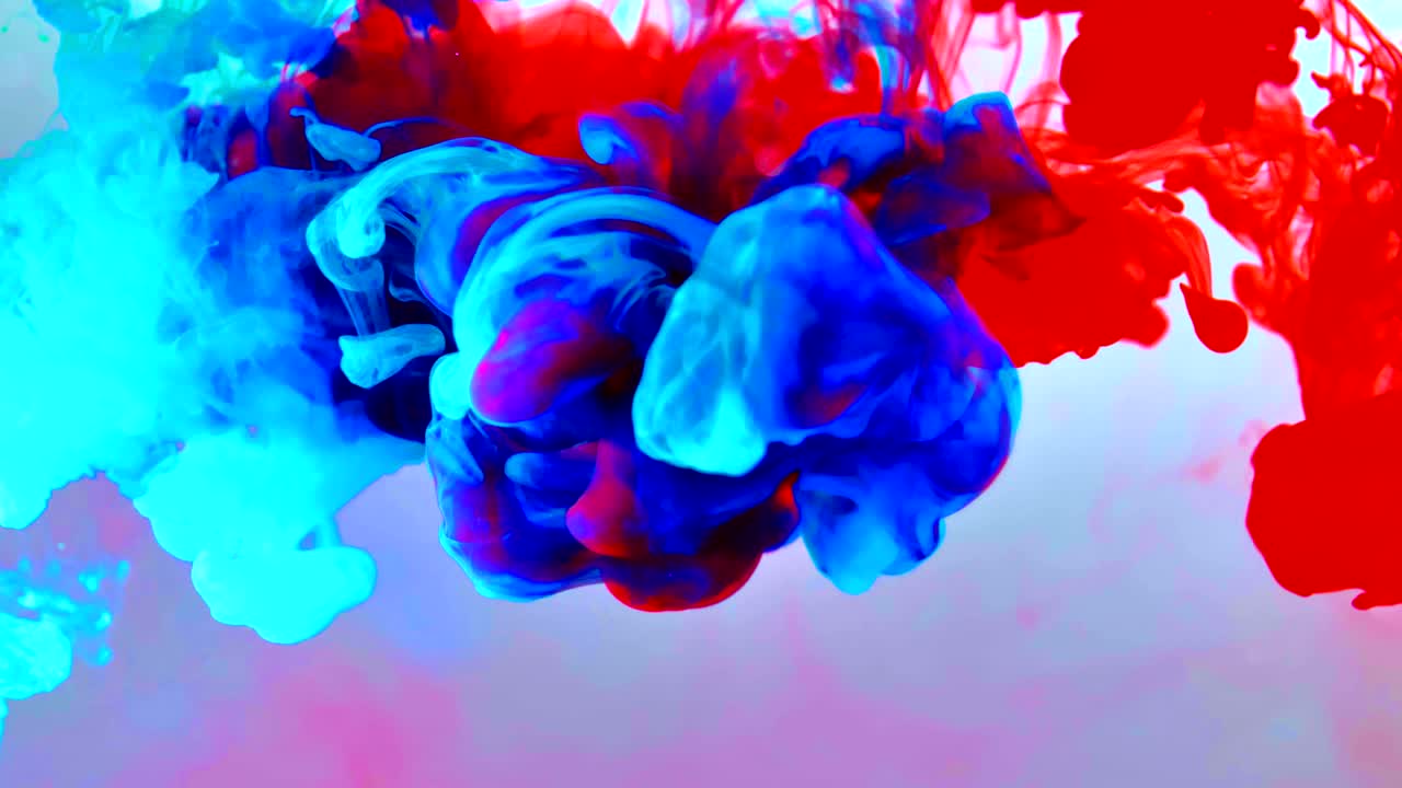 4K resolution 60FPS high definition . Abstract background, red and blue is mixing smoke transition. Abstract shape isolated on dark background. Motion liquid is moving spread wider