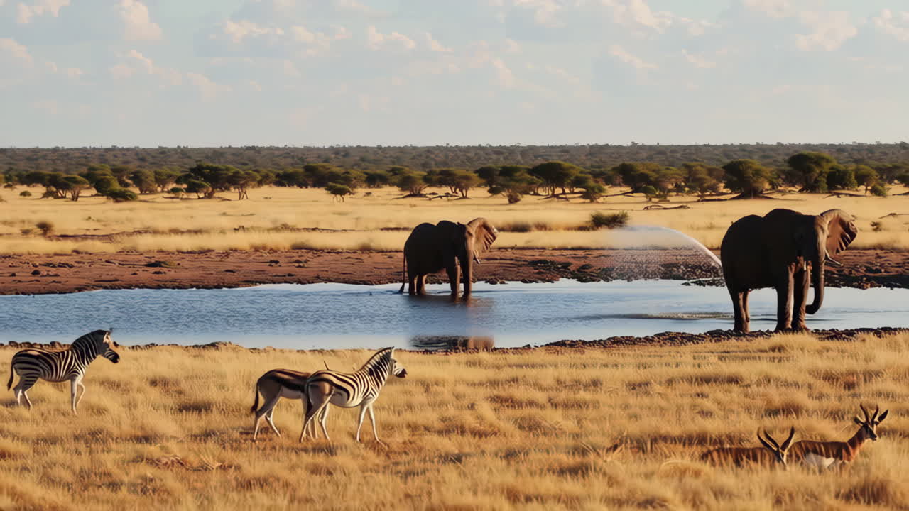African Wildlife at a Waterhole