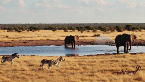 african wildlife at a waterhole