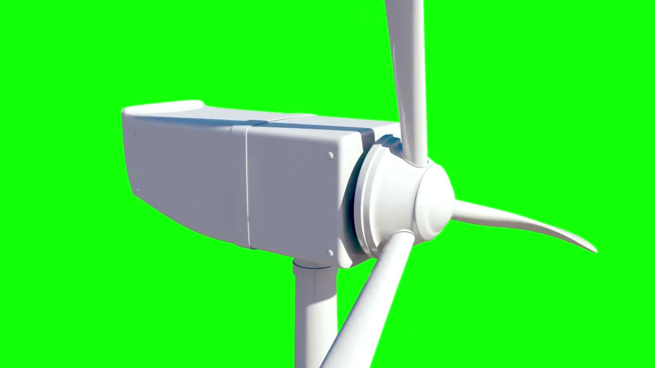 animación de una turbina eólica con fondo verde