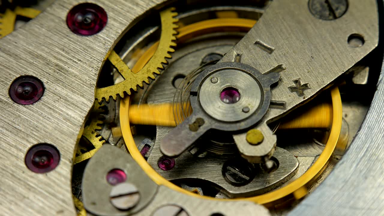 Old Mechanical Watches Mechanism Close up