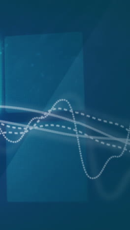 animación del procesamiento de datos y la barra de carga sobre fondo azul