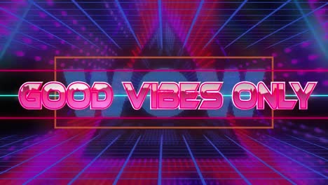 animation of good vibes only in digital abstract space