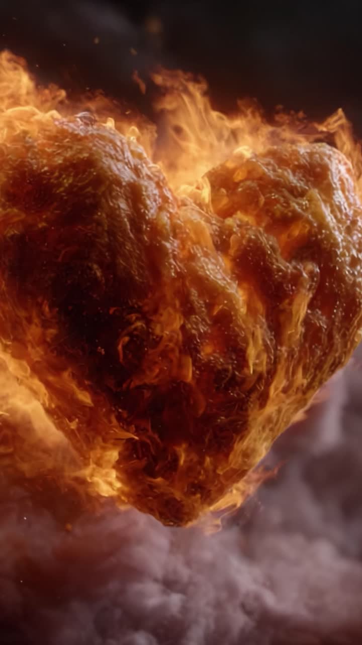 Una trasformazione accattivante di un cuore ardente: una straordinaria rappresentazione visiva di passione e intensità che si manifesta nelle fiamme