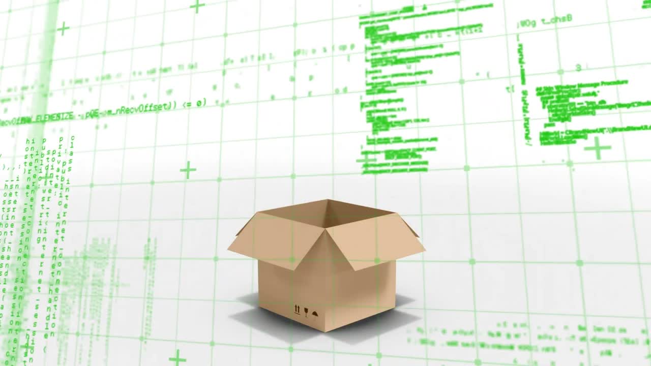 procesamiento de datos sobre la apertura de la caja de entrega de la red de red contra un fondo blanco