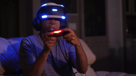 virtual reality gamer at night