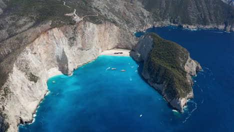 navagio beach, zakynthos, greece - aerial view