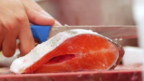 preparing fresh salmon