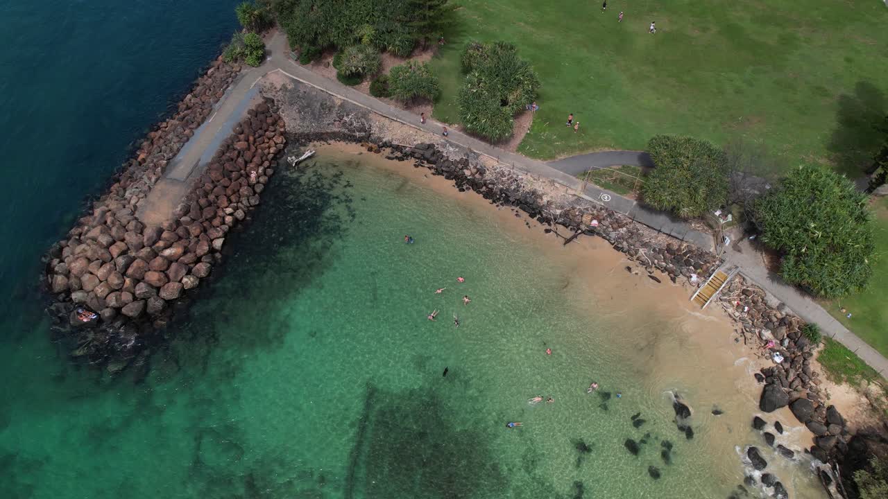 Top View Of Little Duranbah Beach In Summer In Tweed Heads, NSW, Australia - Drone Shot