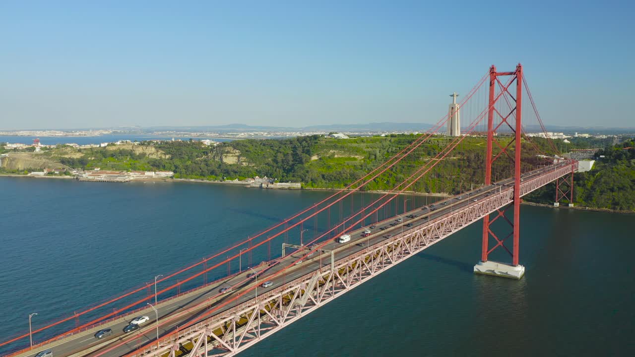 Aerial view of the '25 de Abril' Bridge.