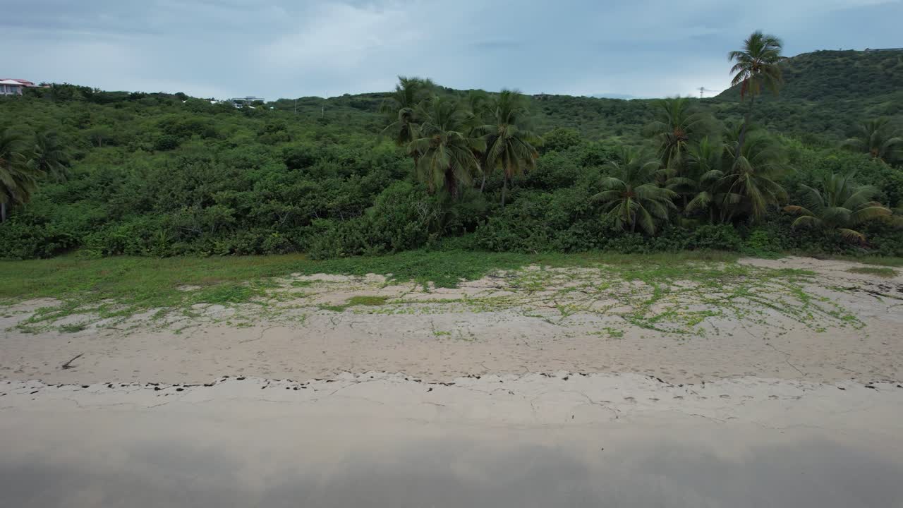 Secluded Island Beach on Puerto Rico Culebra island with no people- aerial rotating left
