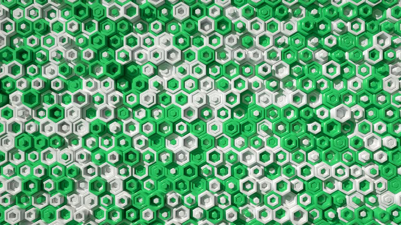 초록색 육각형의 추상적인 패턴: 3d 렌더링 애니메이션