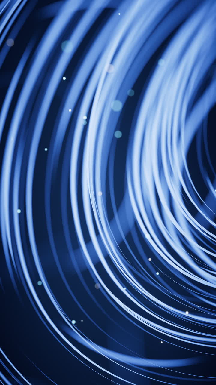 빛나는 네온 선과 함께 흐르는 곡선, 3d 렌더링