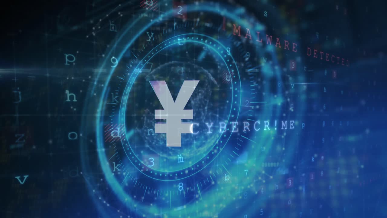 데이터 처리 및 보안 경고 메시지에 대한 회전 안전 잠금에 대한 엔 기호의 애니메이션