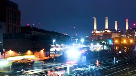 battersea power station train line under repair, london, united kingdom
