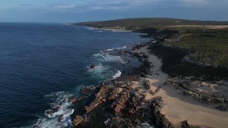 Aerial-flight-along-coastline-of-Margaret-River-Area-and-Indian-Ocean-during-sunny-day