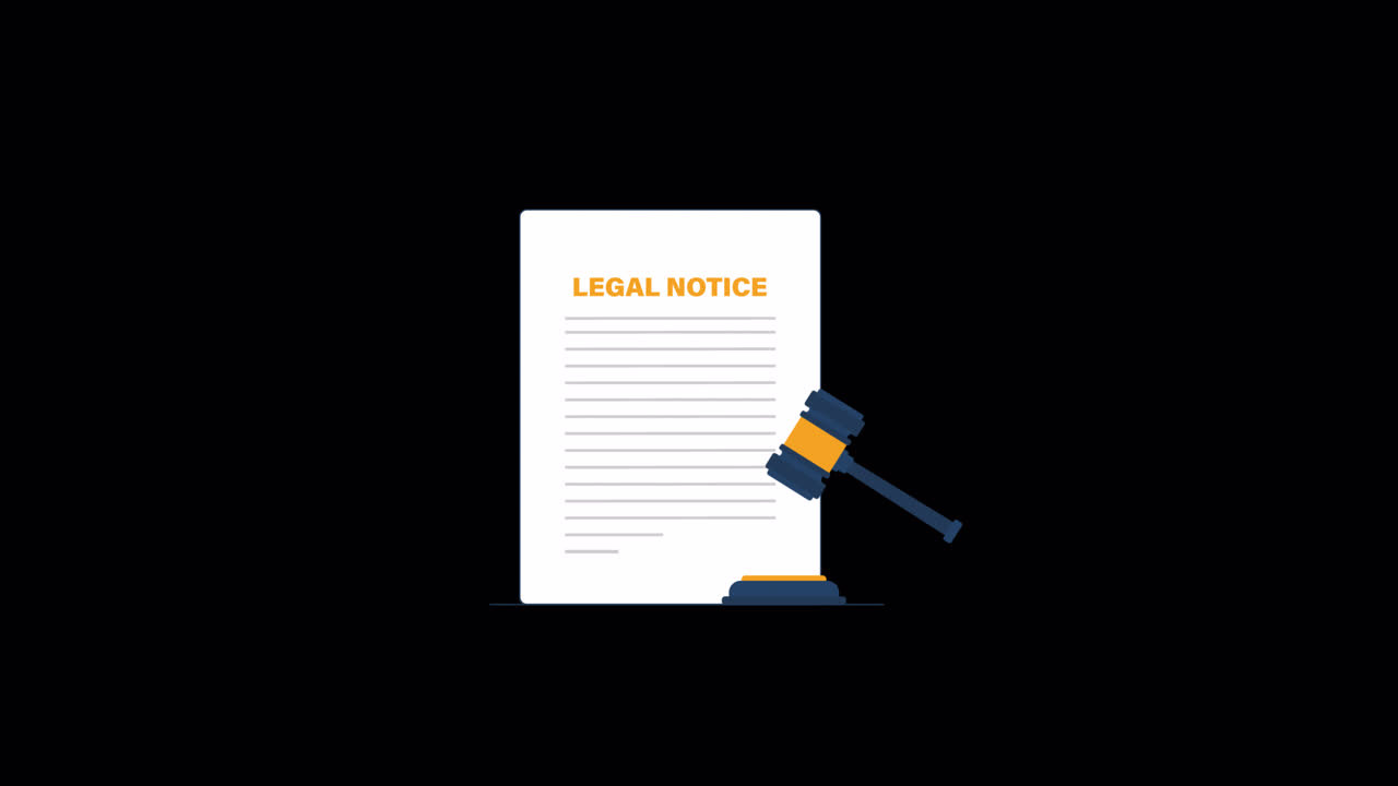 Animated Legal Notice Document Being Struck by a Gavel