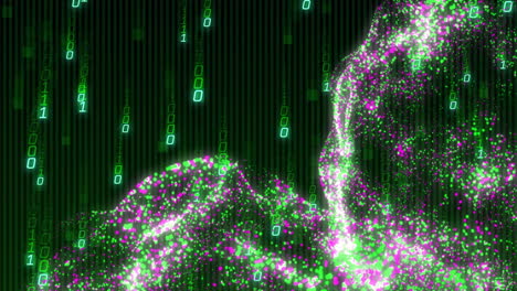 Animation-of-data-processing-over-binary-coding-and-connections