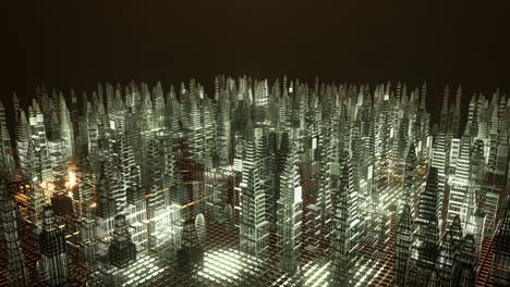 4k motion graphic of hologram modern city, smart city concept