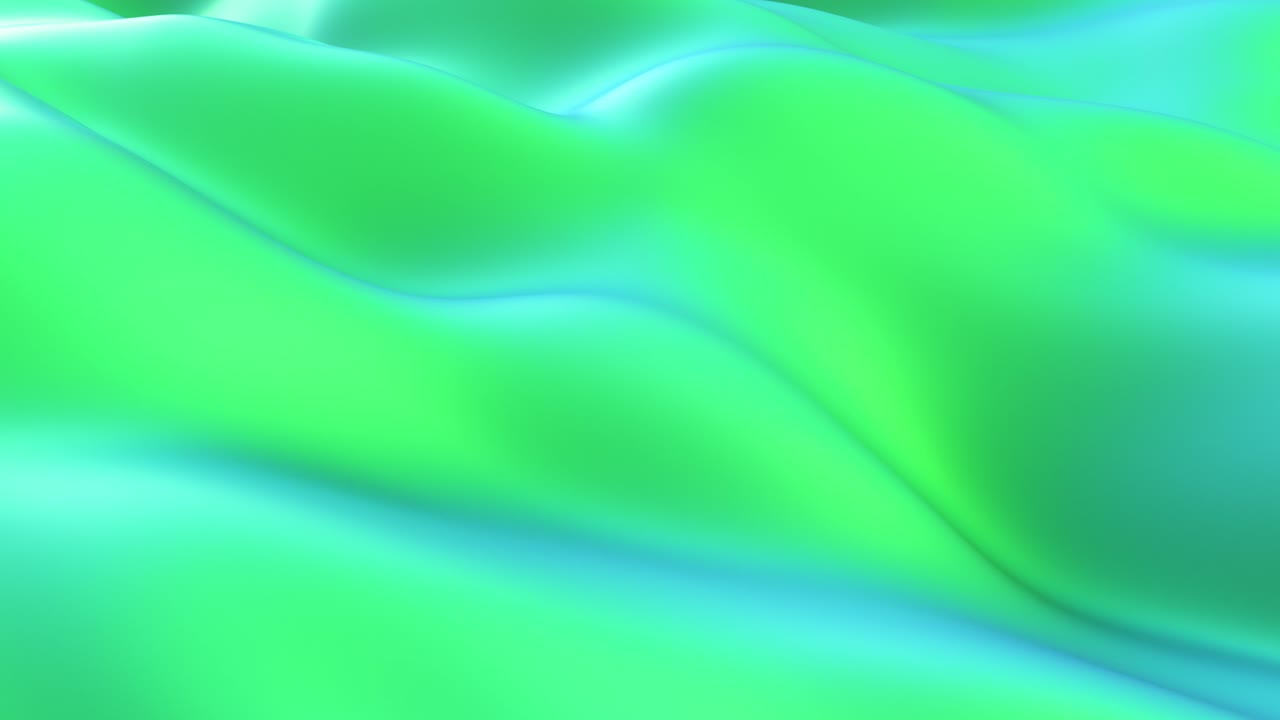 Abstract motion background. Green modern fluid noise background. Deformed surface with smooth reflections and shadows. Seamless loop 3d render
